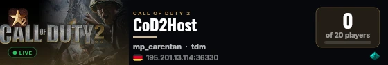 CoD2Host live status badge