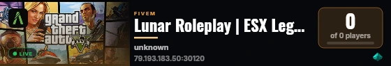 Lunar Roleplay | ESX Legacy Server live status badge