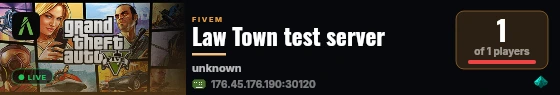 Law Town test server live status badge