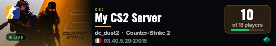 My CS2 Server live status badge