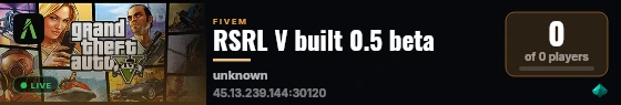 RSRL V built 0.5 beta live status badge