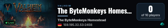 The ByteMonkeys Homestead live status badge