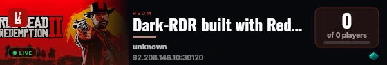 Dark-RDR built with RedM Basic Server! live status badge