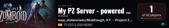 My PZ Server - powered by Sophie live status badge
