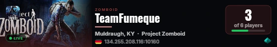 TeamFumeque live status badge