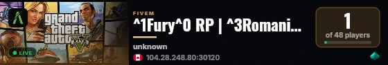 ^1Fury^0 RP | ^3Romania^0 live status badge