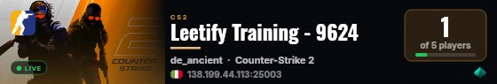Leetify Training - 9624 live status badge
