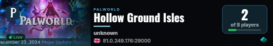 Hollow Ground Isles live status badge