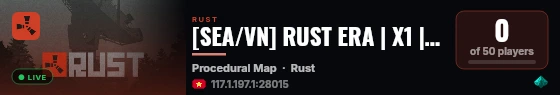 [SEA/VN] RUST ERA | X1 | PvPvE | Việt Nam | NoRaidOff live status badge