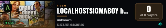 LOCALHOSTSIGMABOY built with FiveM Basic Server! live status badge