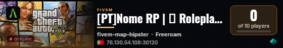 [PT]Nome RP | 🤝 Roleplay | 💸 25K Inicial | 💼 Empregos Legais |🔫 Gangs & Mafias | 🌠 Scripts únicos  |  🎉 Novo sistema de drogas | 💬 discord.gg/vossodiscord live status badge