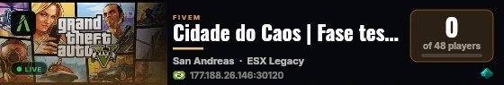 Cidade do Caos | Fase teste live status badge