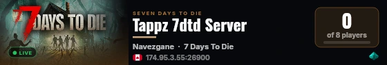 Tappz 7dtd Server live status badge