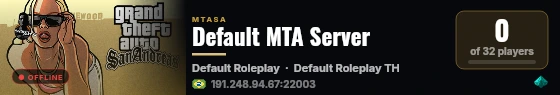 Default MTA Server live status badge
