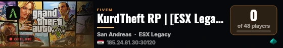 KurdTheft RP | [ESX Legacy] live status badge
