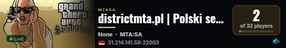 districtmta.pl - Polski serwer RPG + RP | Developerski live status badge