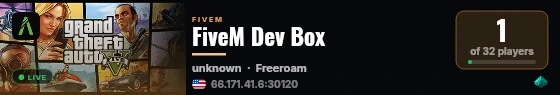 FiveM Dev Box live status badge