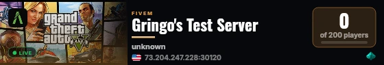 Gringo's Test Server live status badge
