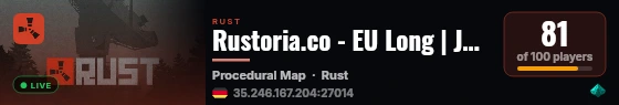 Rustoria.co - EU Long | JUST WIPED 27.08 live status badge