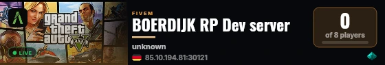 BOERDIJK RP Dev server live status badge
