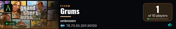 Grums live status badge