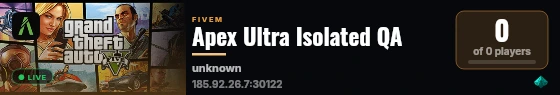 Apex Ultra Isolated QA live status badge