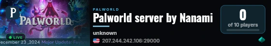Palworld server by Nanami live status badge