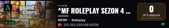 ^MF ROLEPLAY SEZON 4 DİSCORD.GG/MFROLEPLAY^ live status badge