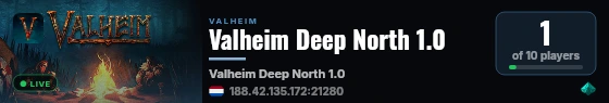 Valheim Deep North 1.0 live status badge