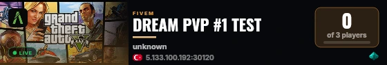 DREAM PVP #1 TEST live status badge