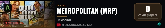 METROPOLITAN (MRP) live status badge