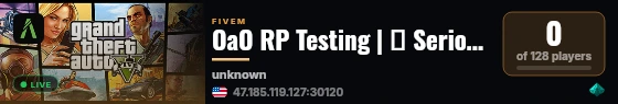 OaO RP Testing | 🎭 Serious Roleplay |  🏢 Businesses | 🍁Custom Drugs | 🔫 Whitelisted Gangs | 👮Jobs | 💋18+  live status badge