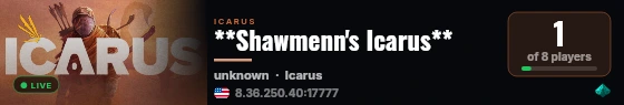 **Shawmenn's Icarus** live status badge