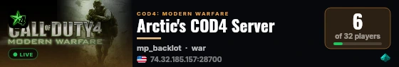 Arctic's COD4 Server live status badge