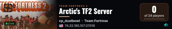 Arctic's TF2 Server live status badge