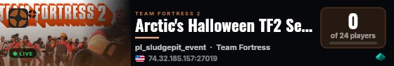 Arctic's Halloween TF2 Server live status badge