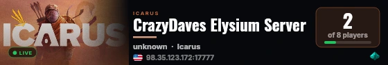 CrazyDaves Elysium Server live status badge