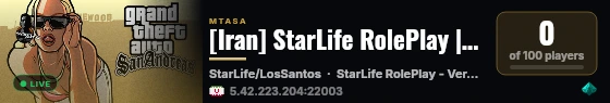[Iran] StarLife RolePlay | Exclusive Server  650MB live status badge