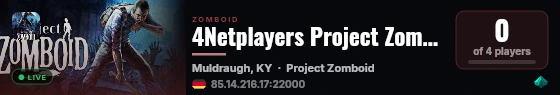 4Netplayers Project Zomboid Server Mathusa 2 live status badge