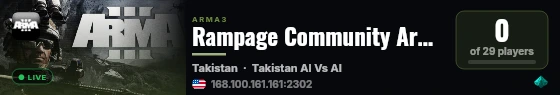 Rampage Community Arma 3 Server live status badge