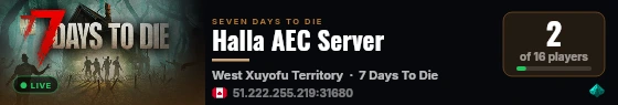 Halla AEC Server live status badge