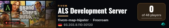 ALS Development Server live status badge