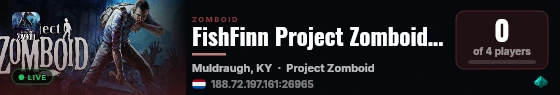 FishFinn Project Zomboid Server live status badge