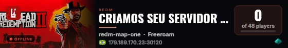 CRIAMOS SEU SERVIDOR REDM live status badge