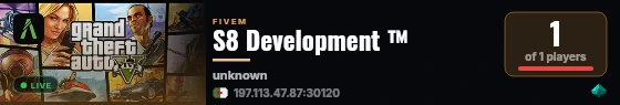 S8 Development ™ live status badge
