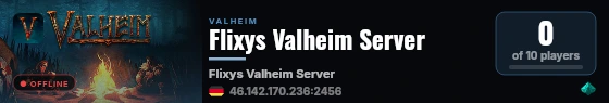 Flixys Valheim Server live status badge