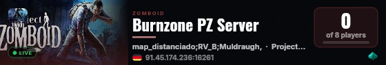 Burnzone PZ Server live status badge