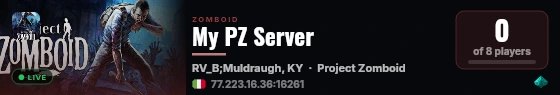 My PZ Server live status badge