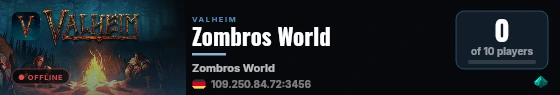 Zombros World live status badge