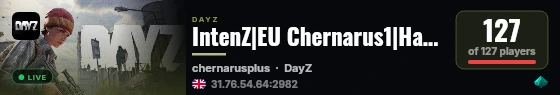 IntenZ|EU Chernarus1|Hardcore Survival|Terje live status badge